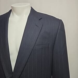 Hickey Freeman Blazer Mens Size 44R Loro Piana Tasmanian 130s Black Pinstripe